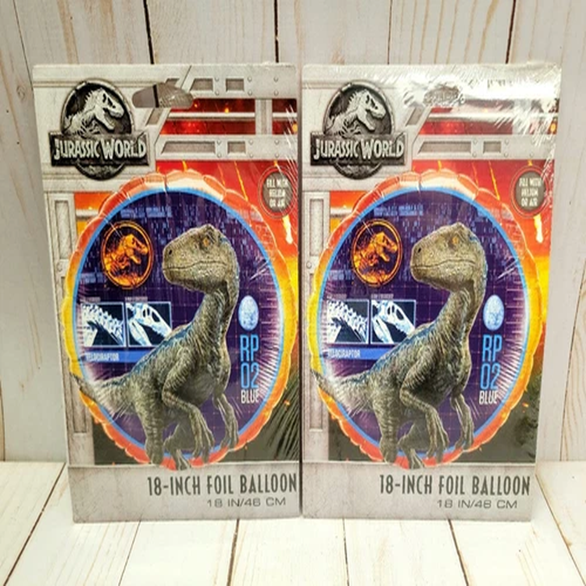 (2) Jurassic World Blue Raptor Dinosaur 18″ Foil Balloons Balloon Birthday Party