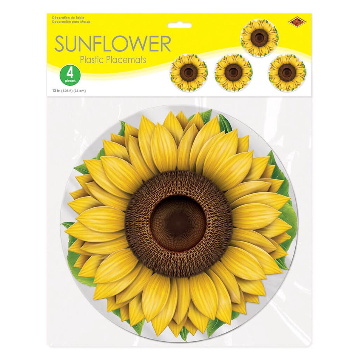 Plastic Sunflower Placemats 13in