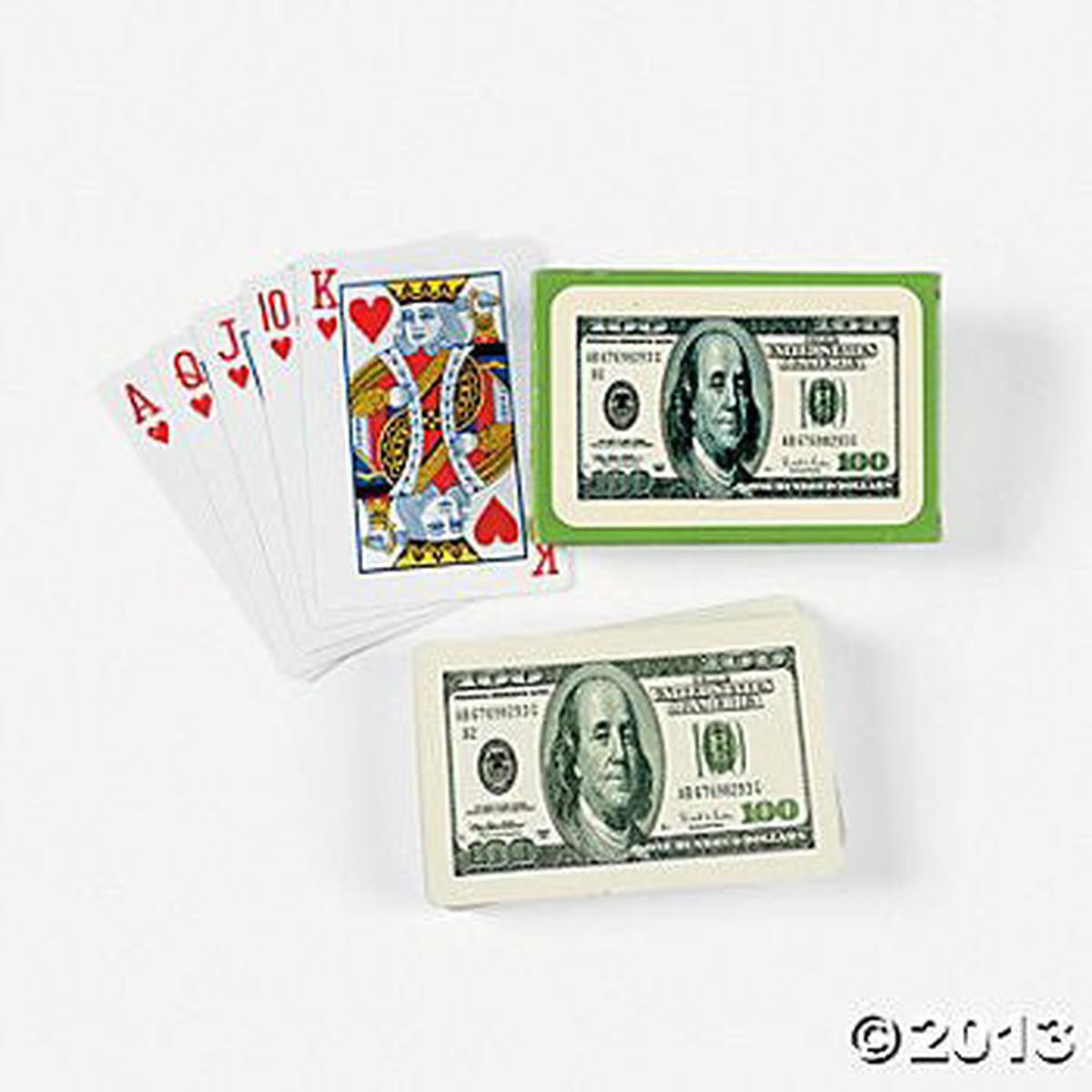 $100 Bill Playing Cards 2.5″ x 4″ |12 ct