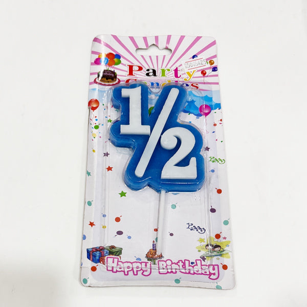 Blue Half Birthday Candle