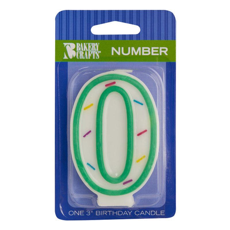 0 Green Sprinkle Numeral Candle