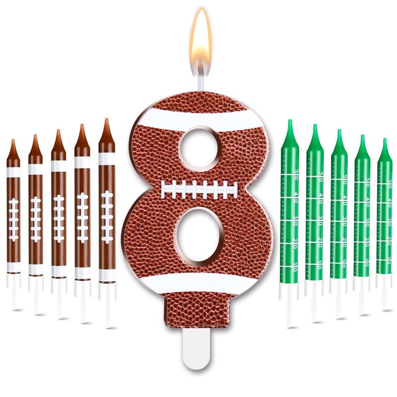 11 Pcs Football Birthday Candles Number 1-9 Candle Football Cake Topper Decor Football Themed Birthday Cake Decorations for Boys