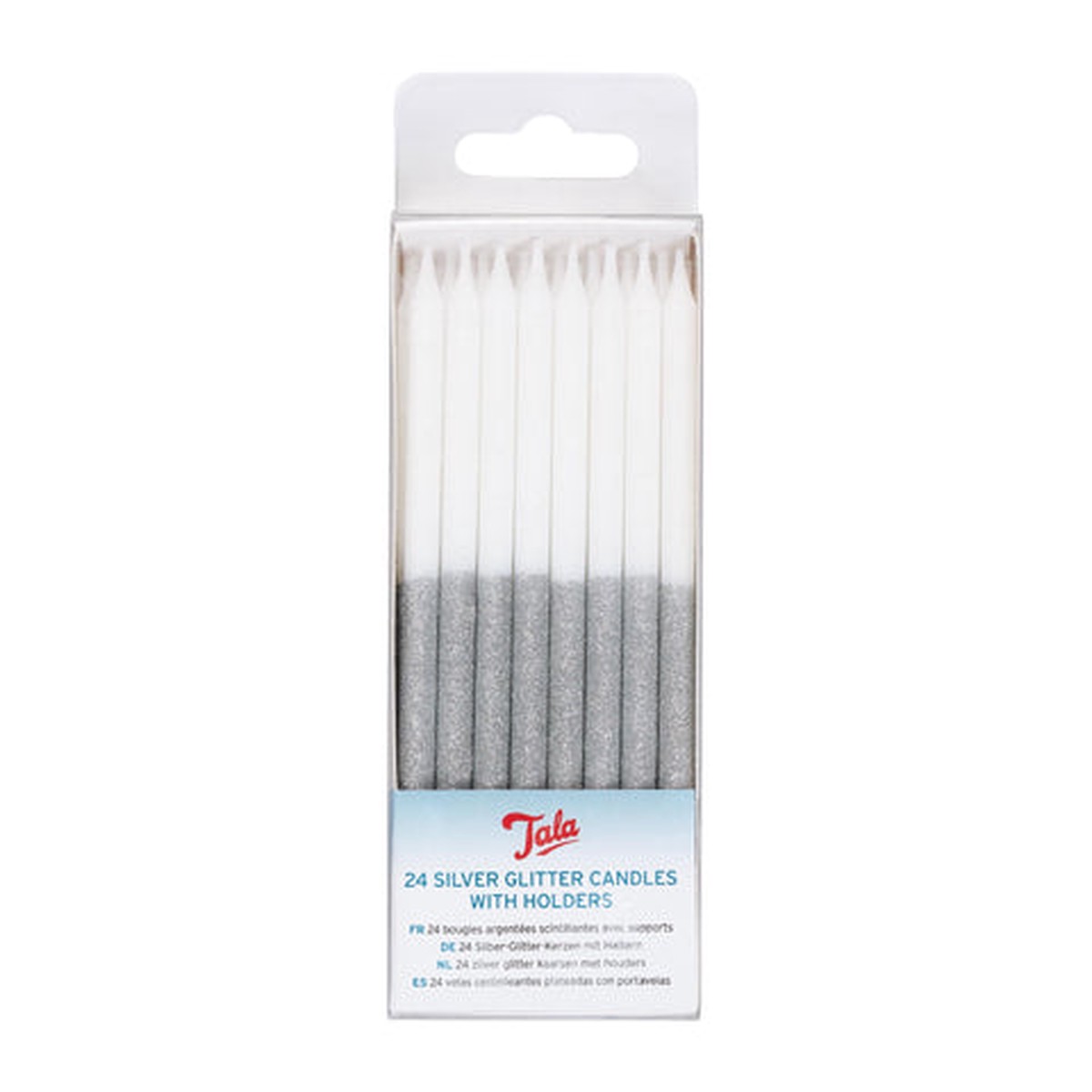 24 Silver Glitter Candles