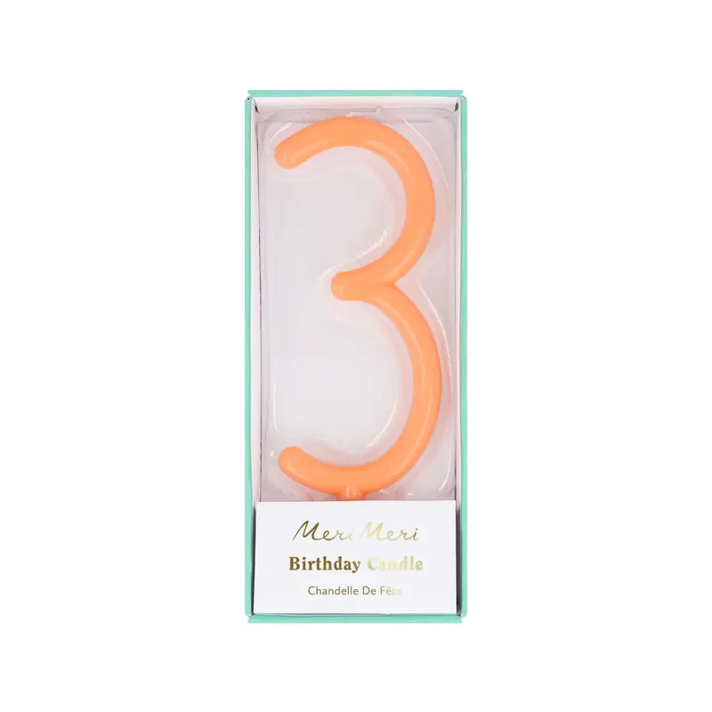 Large Slim Number 3 Candle