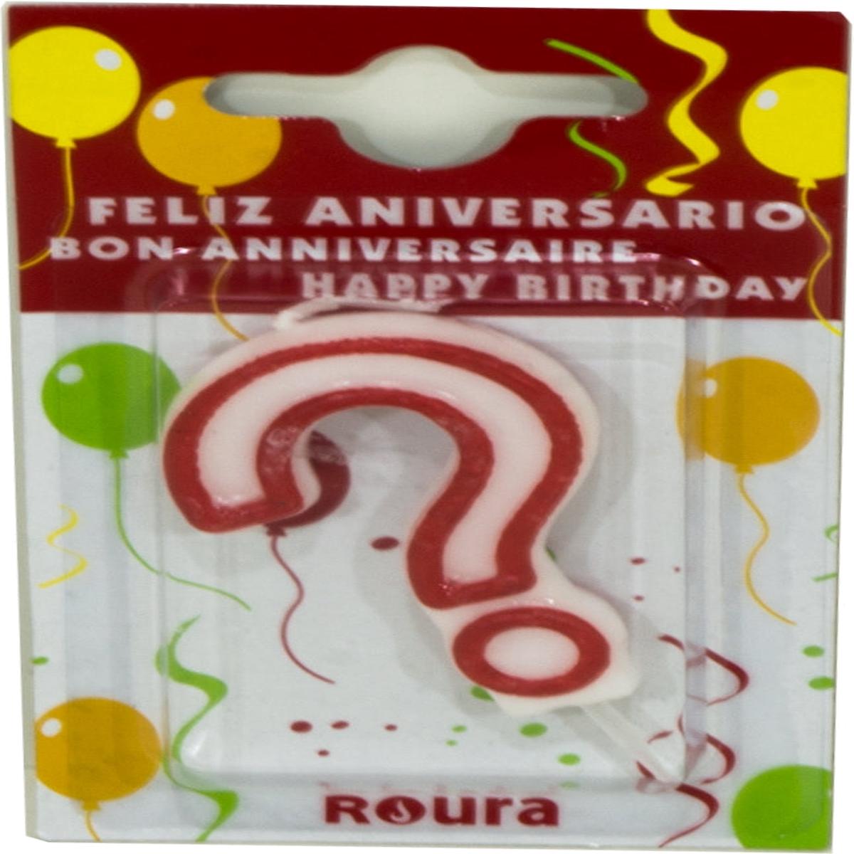 Roura Red and White Candle, Question Mark, 1 ct