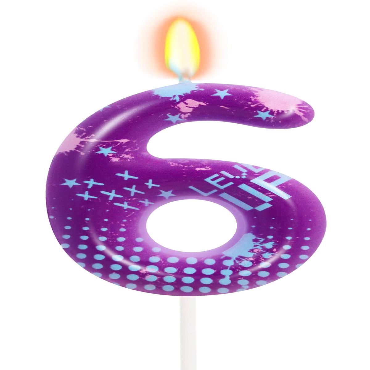 STG Birthday Candles for Boys – Number 6 Candle for Video Game Birthday Cake Topper, Fort Battle Level Up Sandbox Games Birthday