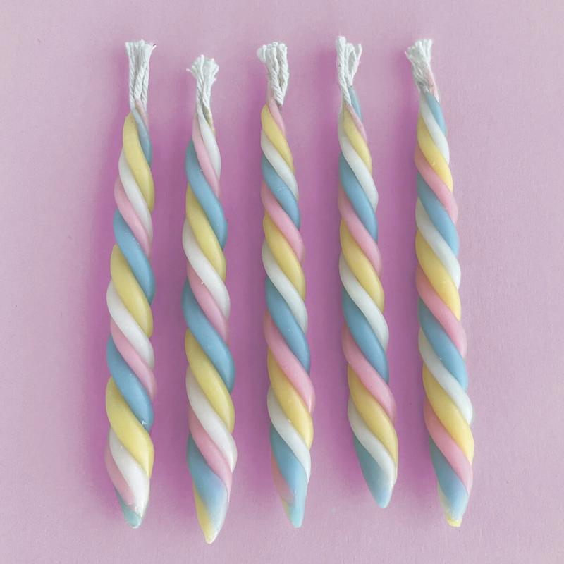 Twisted Marshmallow Beeswax Birthday Candle Set by Camp Hollow