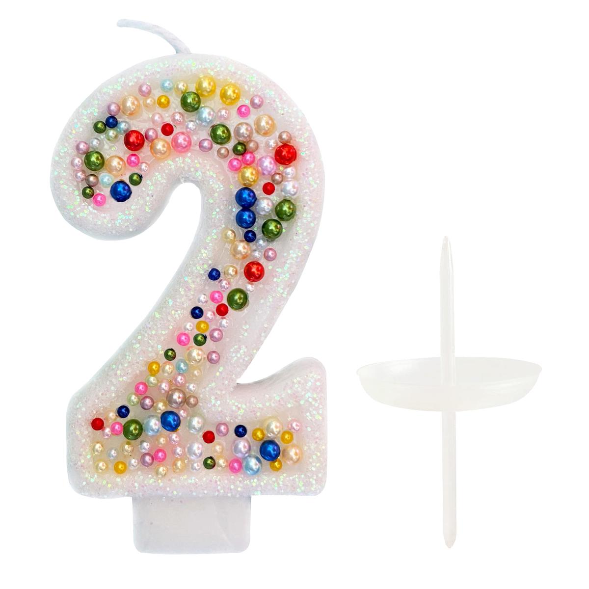 Variouslife Birthday Candles – Pink Pearl Sequin Number-2, Synthetic Wax Party Supplies