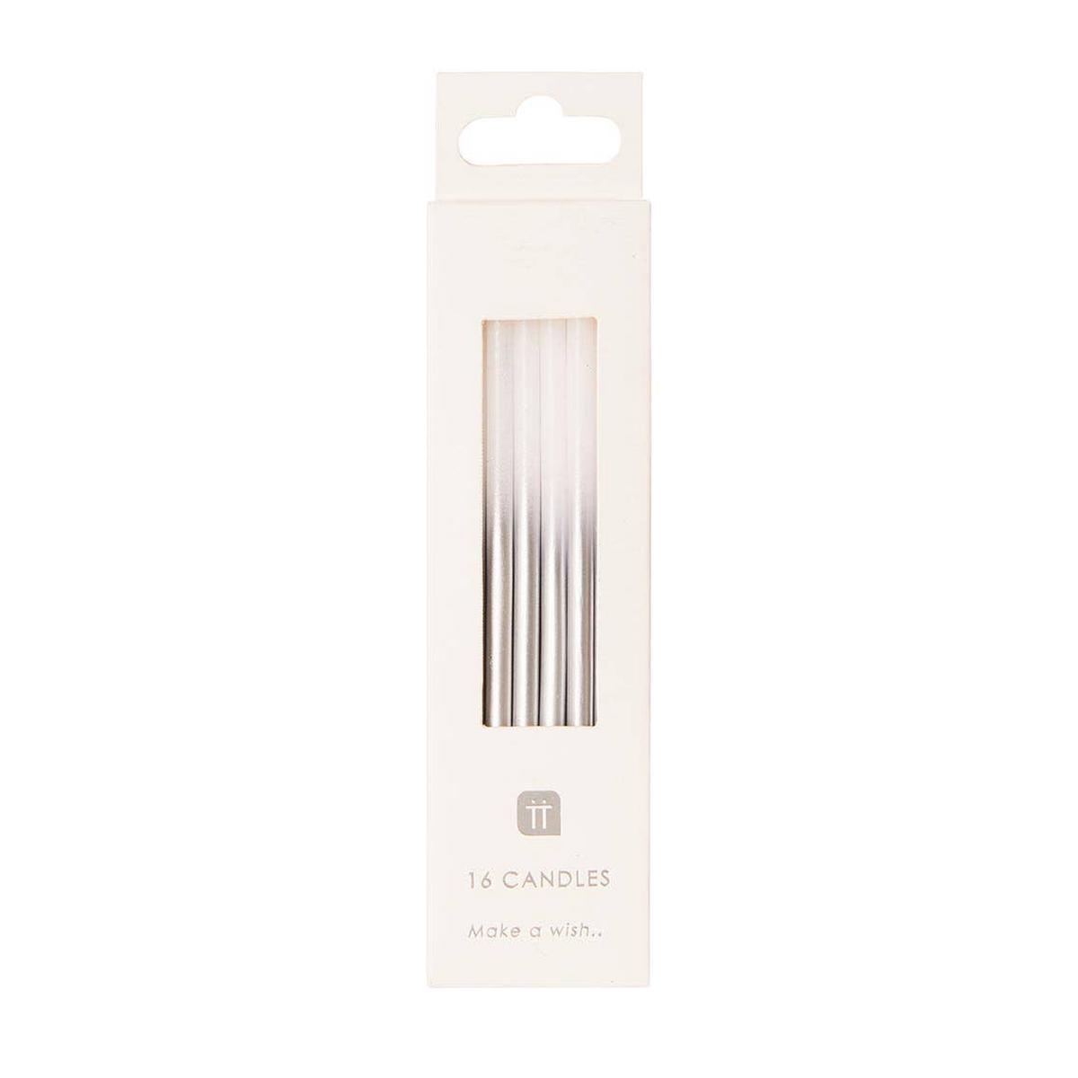 White & Silver Birthday Candles