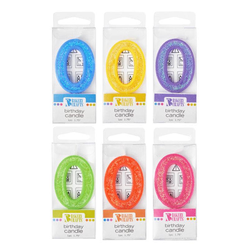 0 Mini Glitter Numeral Candle