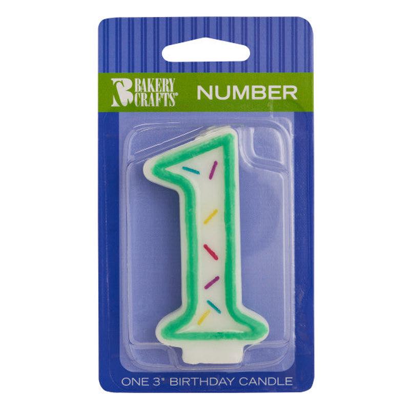 1 Green Sprinkle Numeral Candle