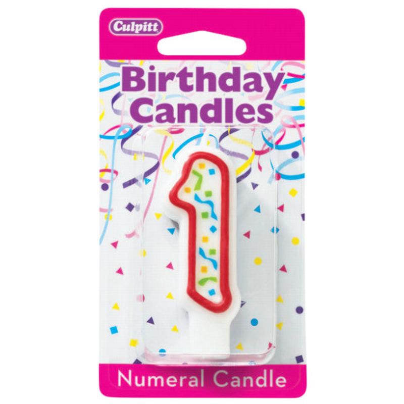 1 Party Red Numeral Candle