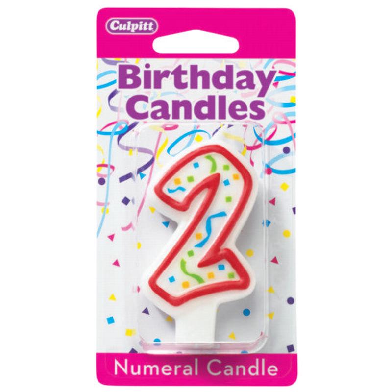 2 Party Red Numeral Candle