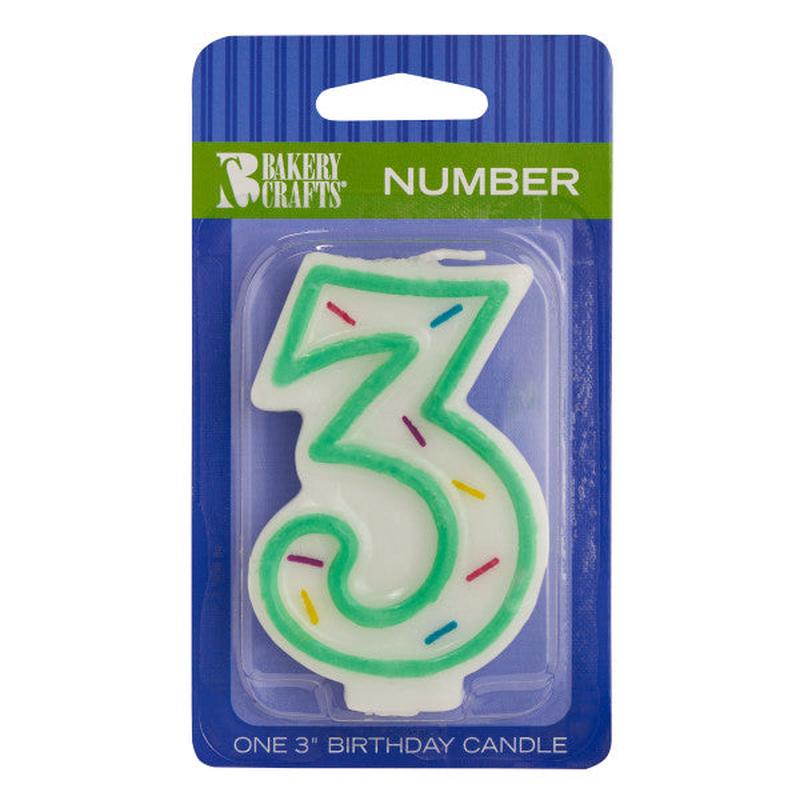 3 Green Sprinkle Numeral Candles