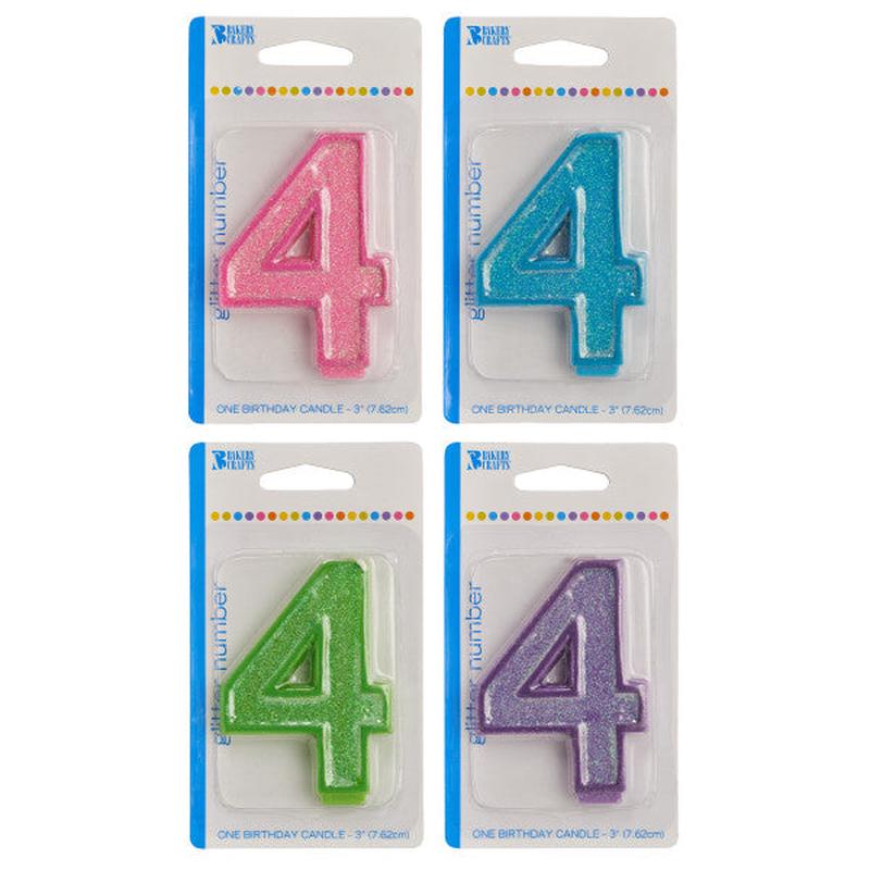 4 Glitter Numeral Candle