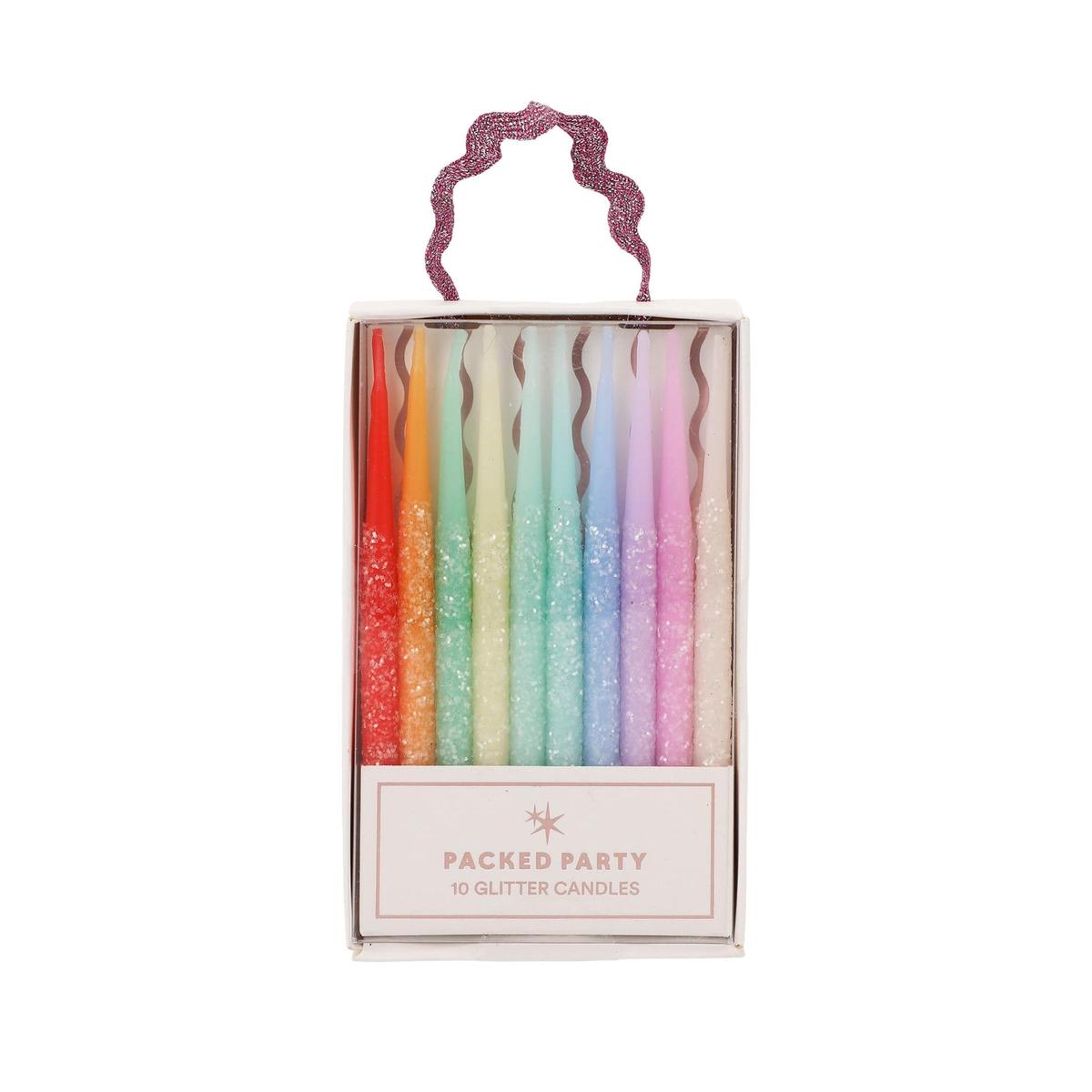 Rainbow Glitter Birthday Candles
