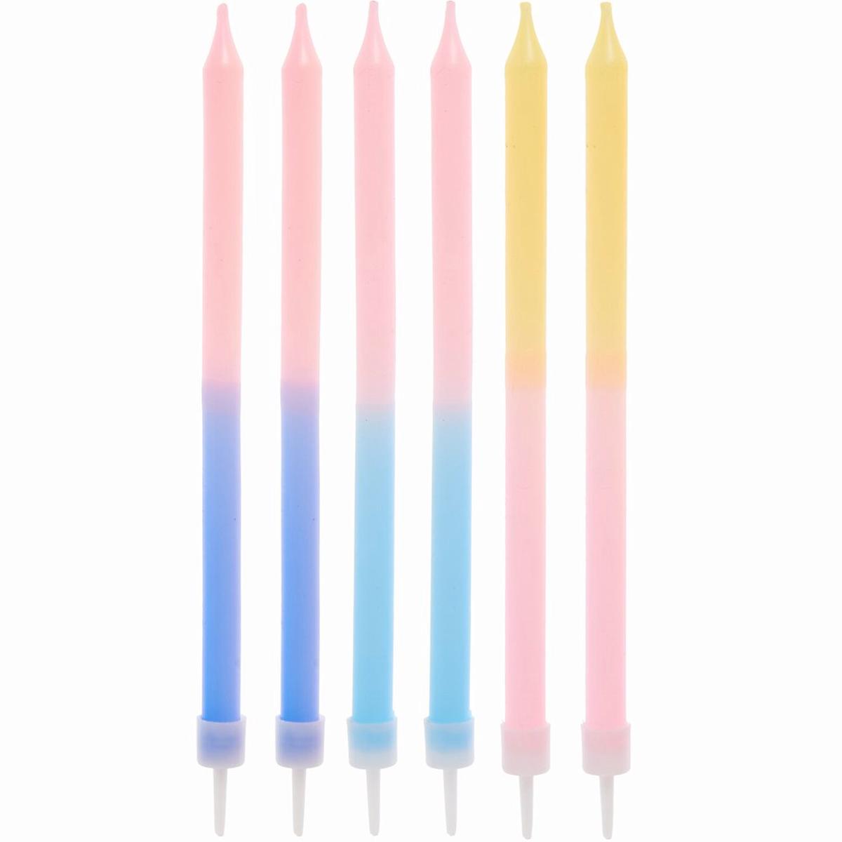 Rico Dip Dye Candles Blue/Pink/Yellow