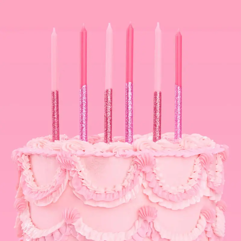 That’s Hot Pink Glitter Candles – Set of 10