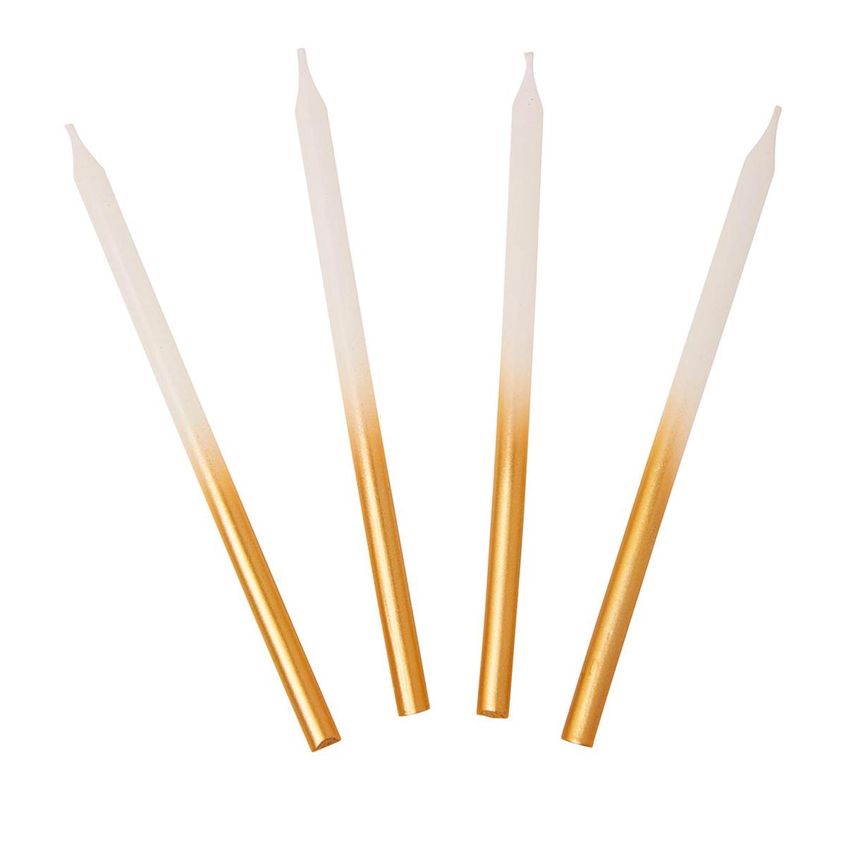 White Gold Ombre Birthday Candles 10Cm – 16 Pack