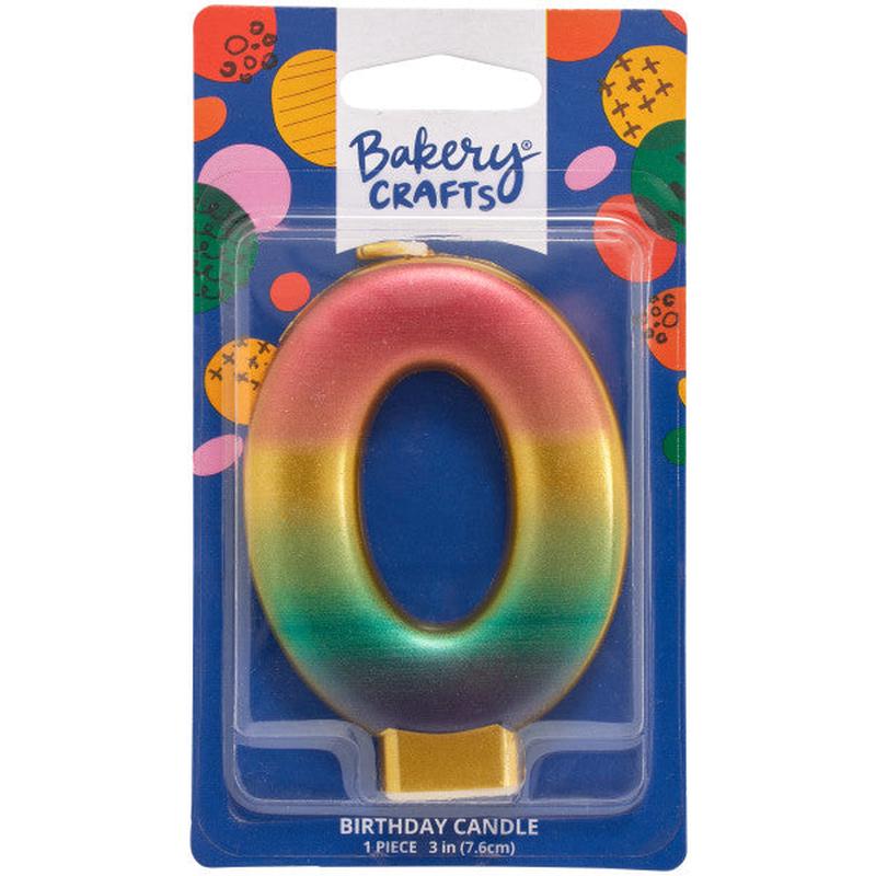Zero (0) Rainbow Metallic Numeral Candle