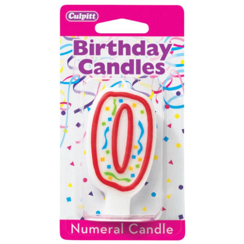0 Party Red Numeral Candle