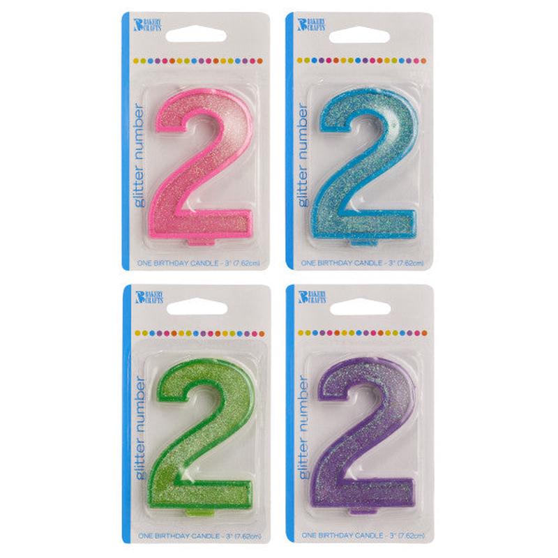 2 Glitter Numeral Candle