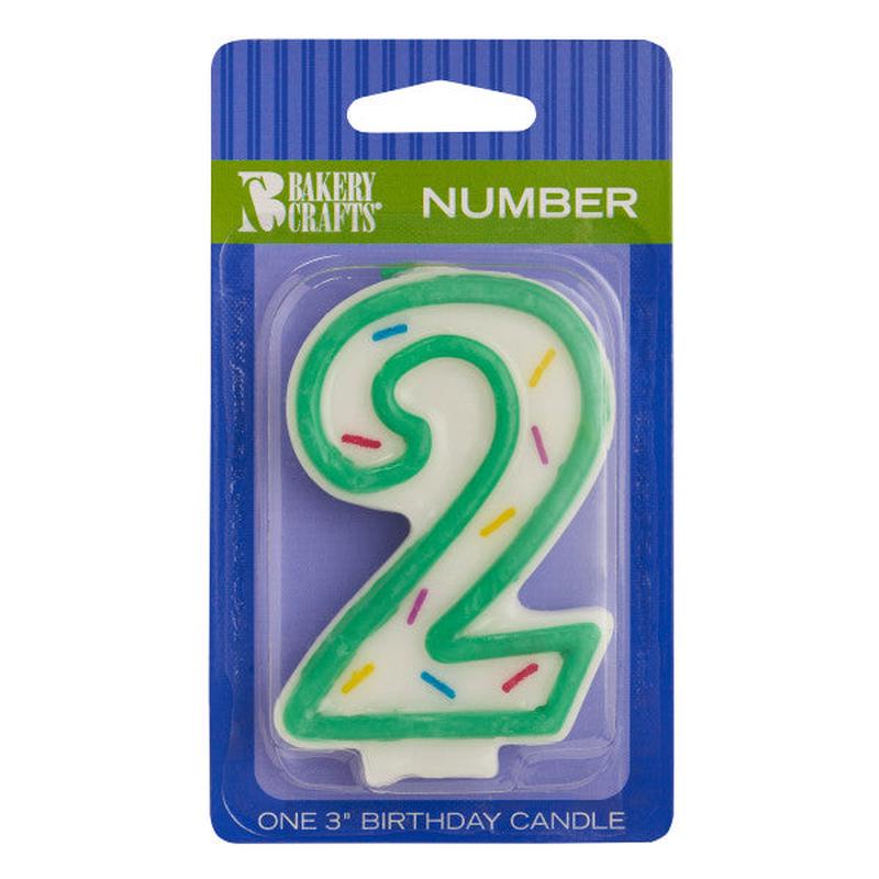2 Green Sprinkle Numeral Candle