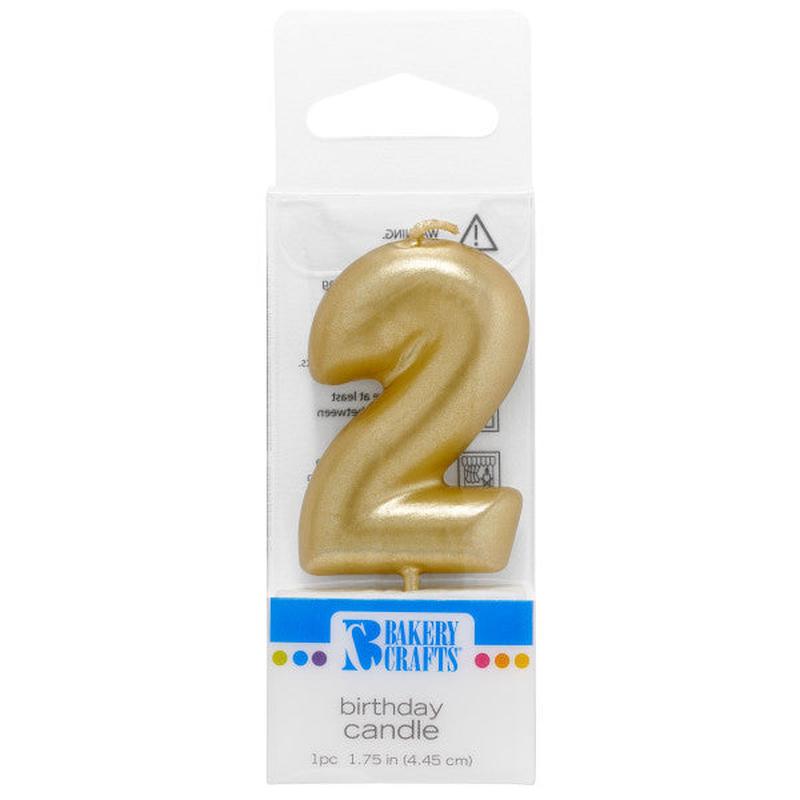 2 Mini Gold Numeral Candle