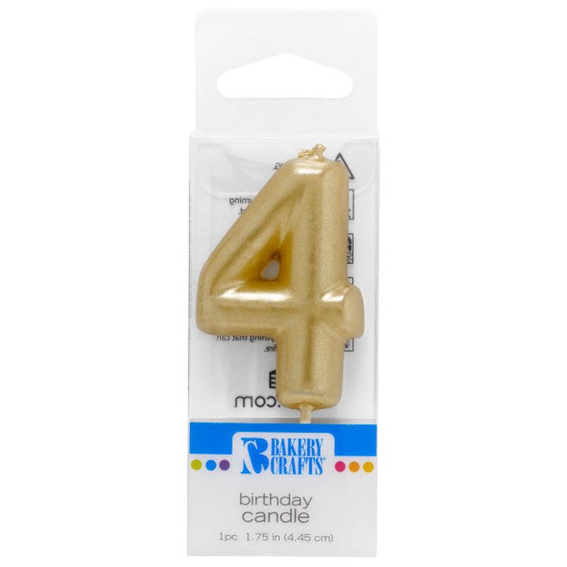 4 Mini Gold Numeral Candle