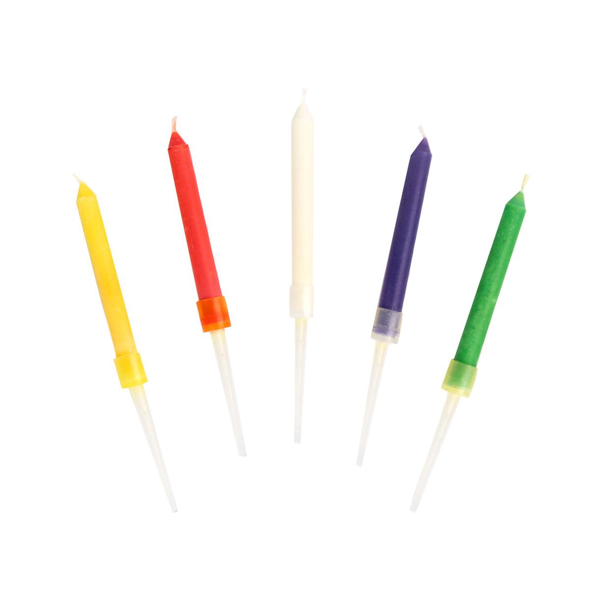 Rainbow Birthday Candles With Coloured Flames – 12 Pack