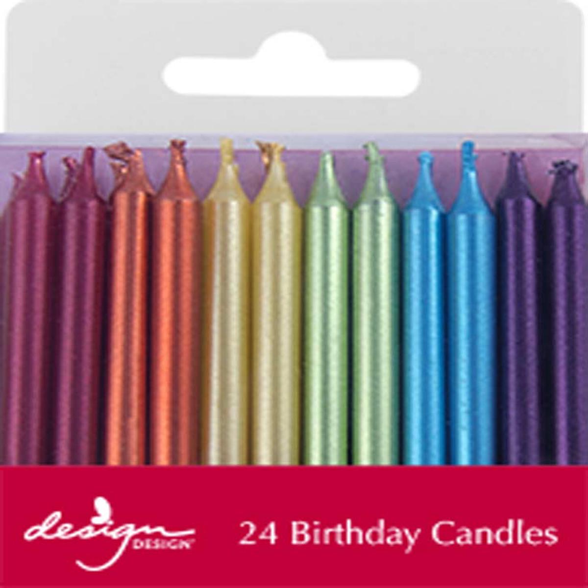 RAINBOW METALLIC MIX CANDLES -24PCK