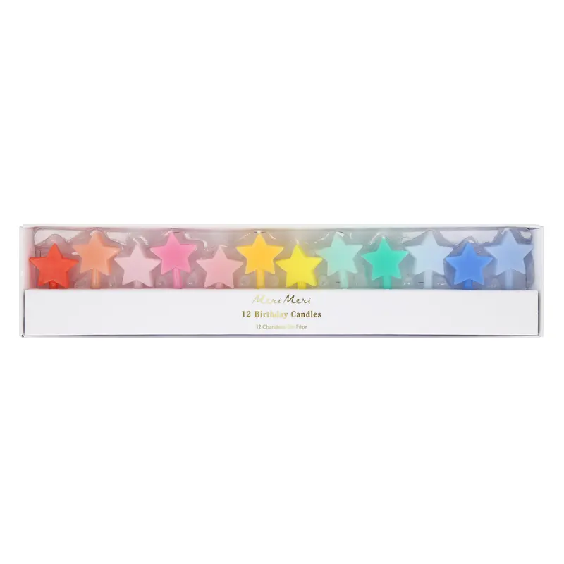 Rainbow Star Candles, Pack of 12