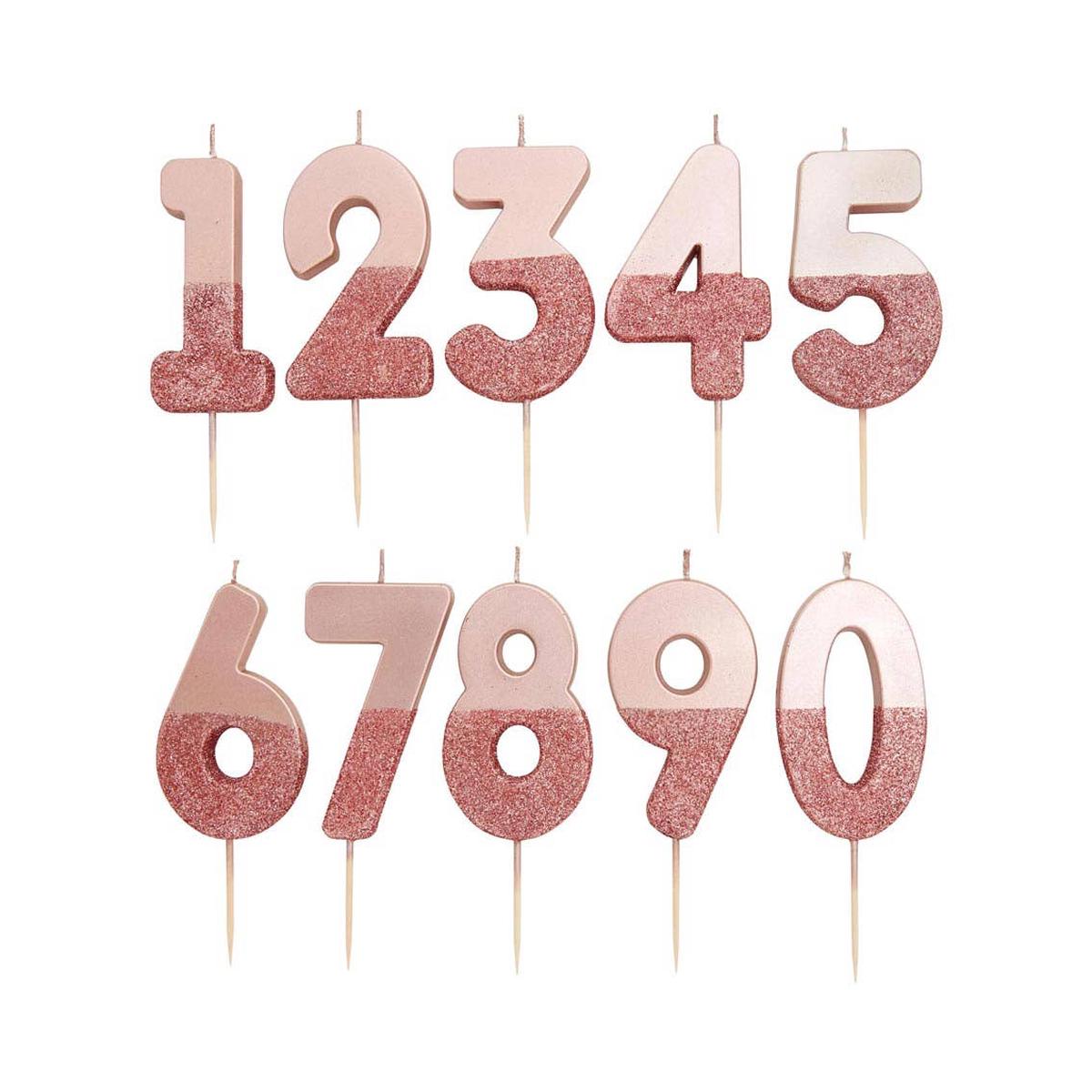 Rose Gold Glitter Number Candle