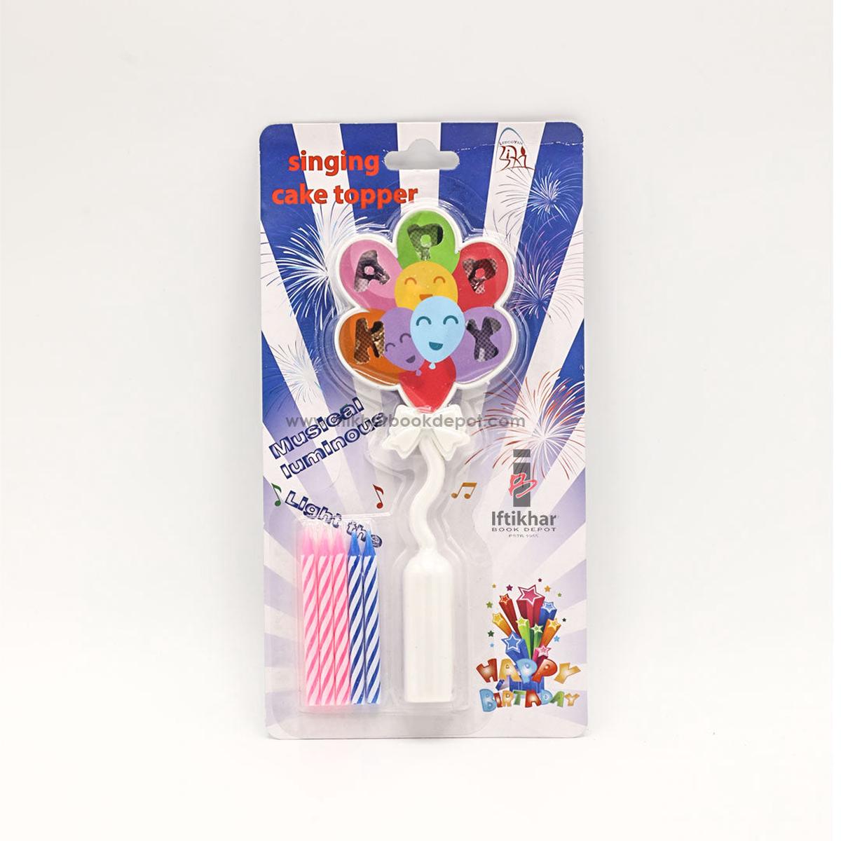 Singing Birthday Cake Topper with candles