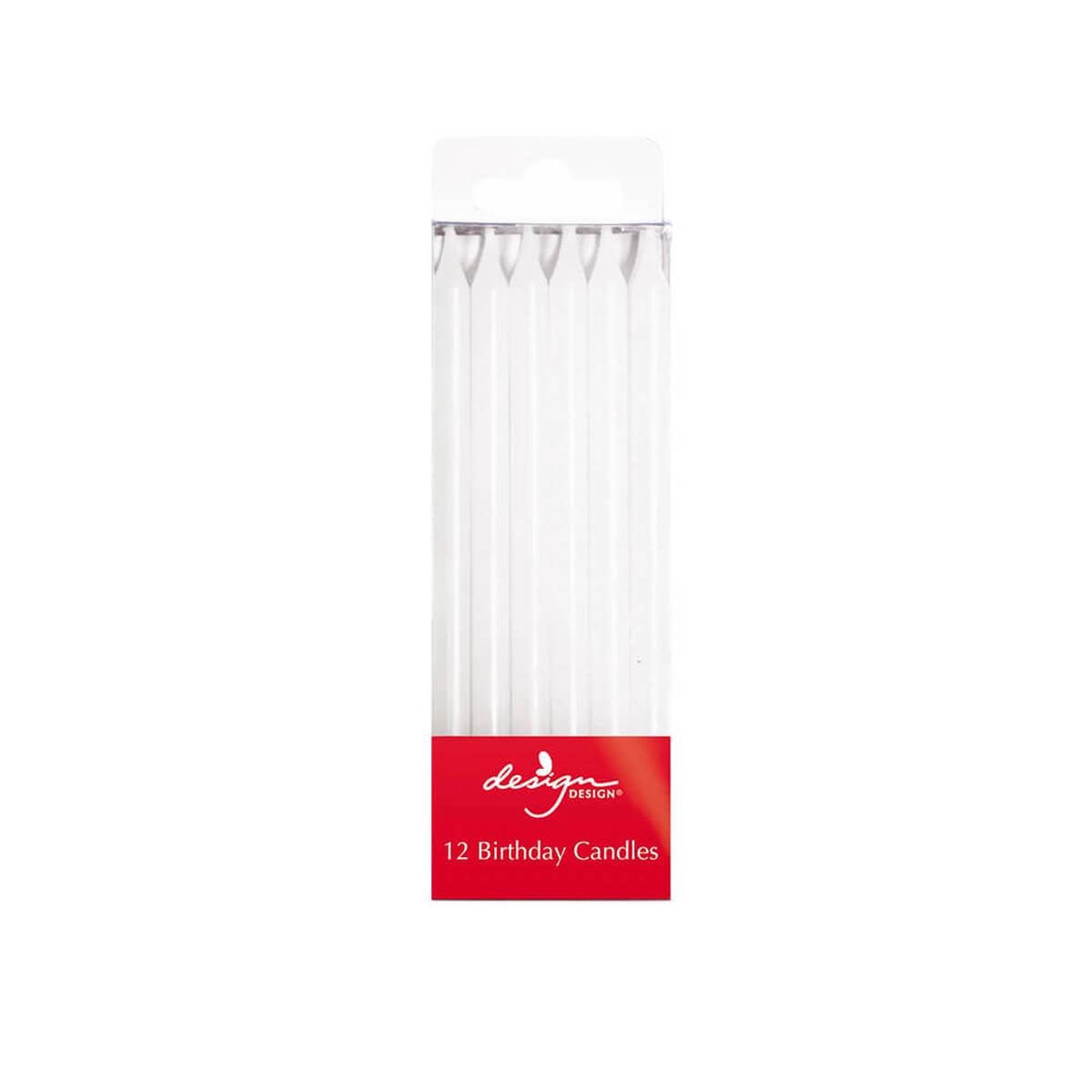 Tall White Stick Birthday Candles 4″