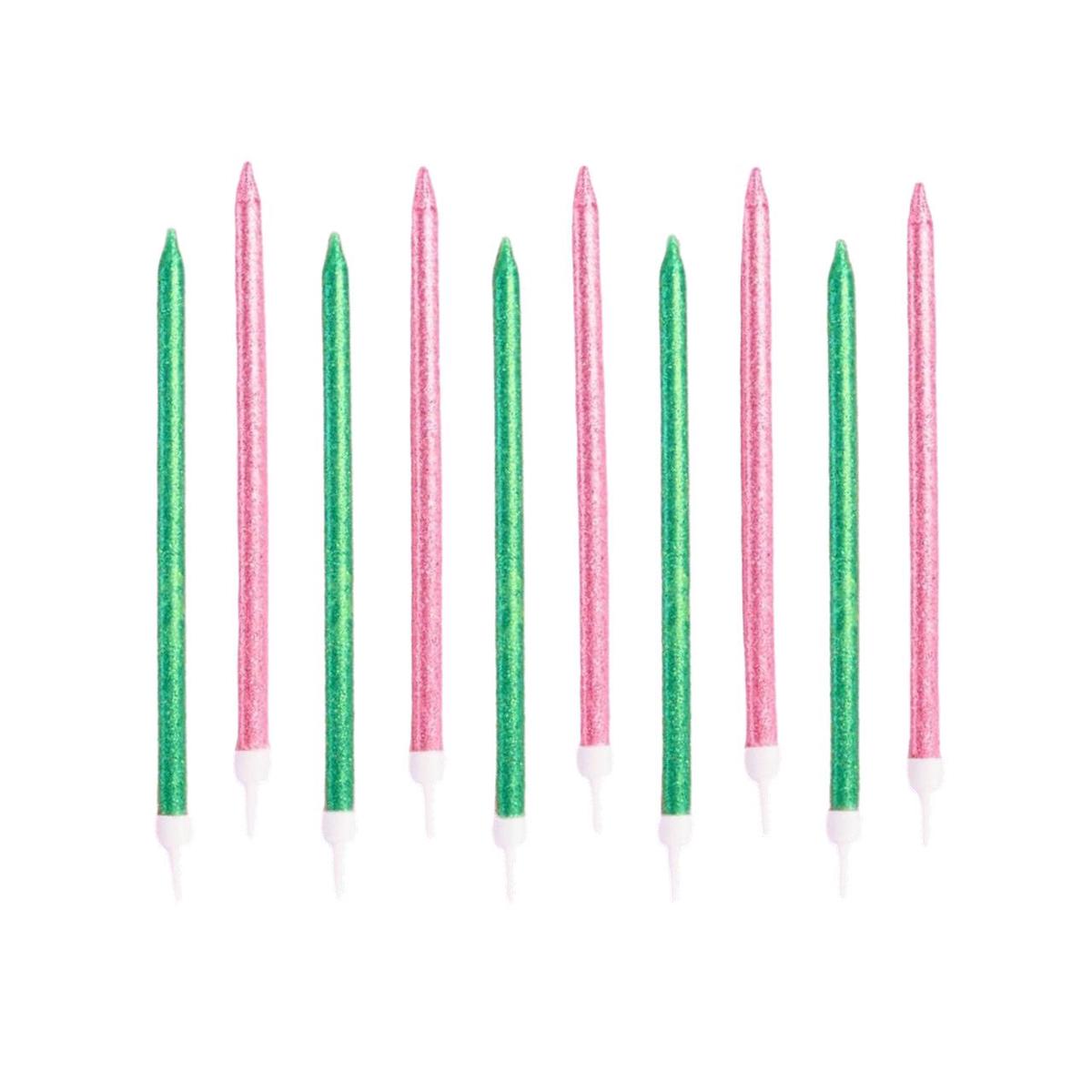 Wicked Witch Green & Pink Glitter Candles