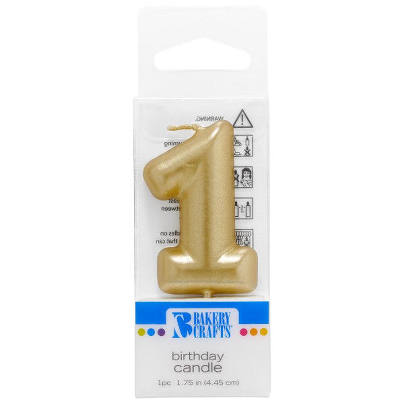 1 Mini Gold Numeral Candle