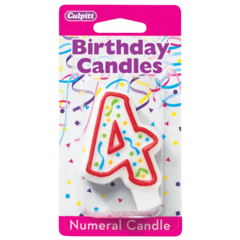 4 Party Red Numeral Candle