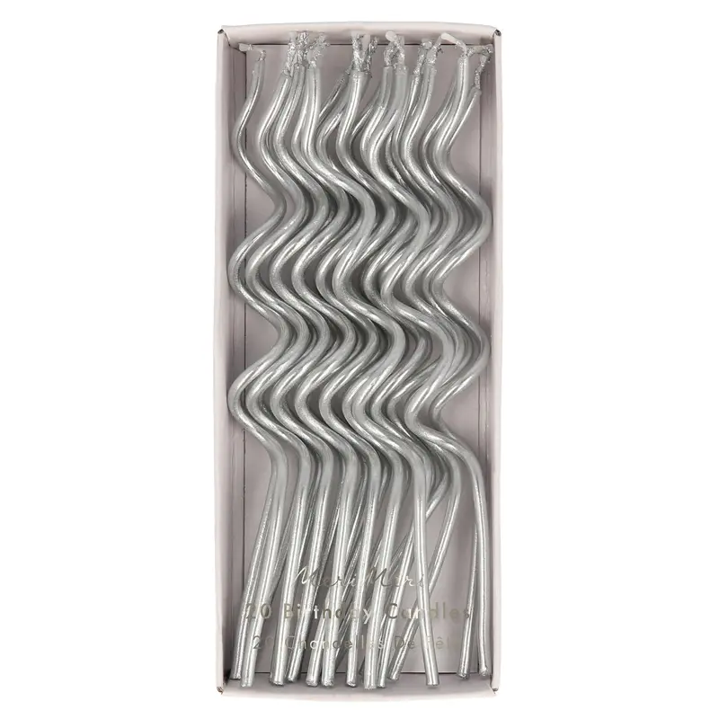 Silver Swirly Candles, Pack of 20