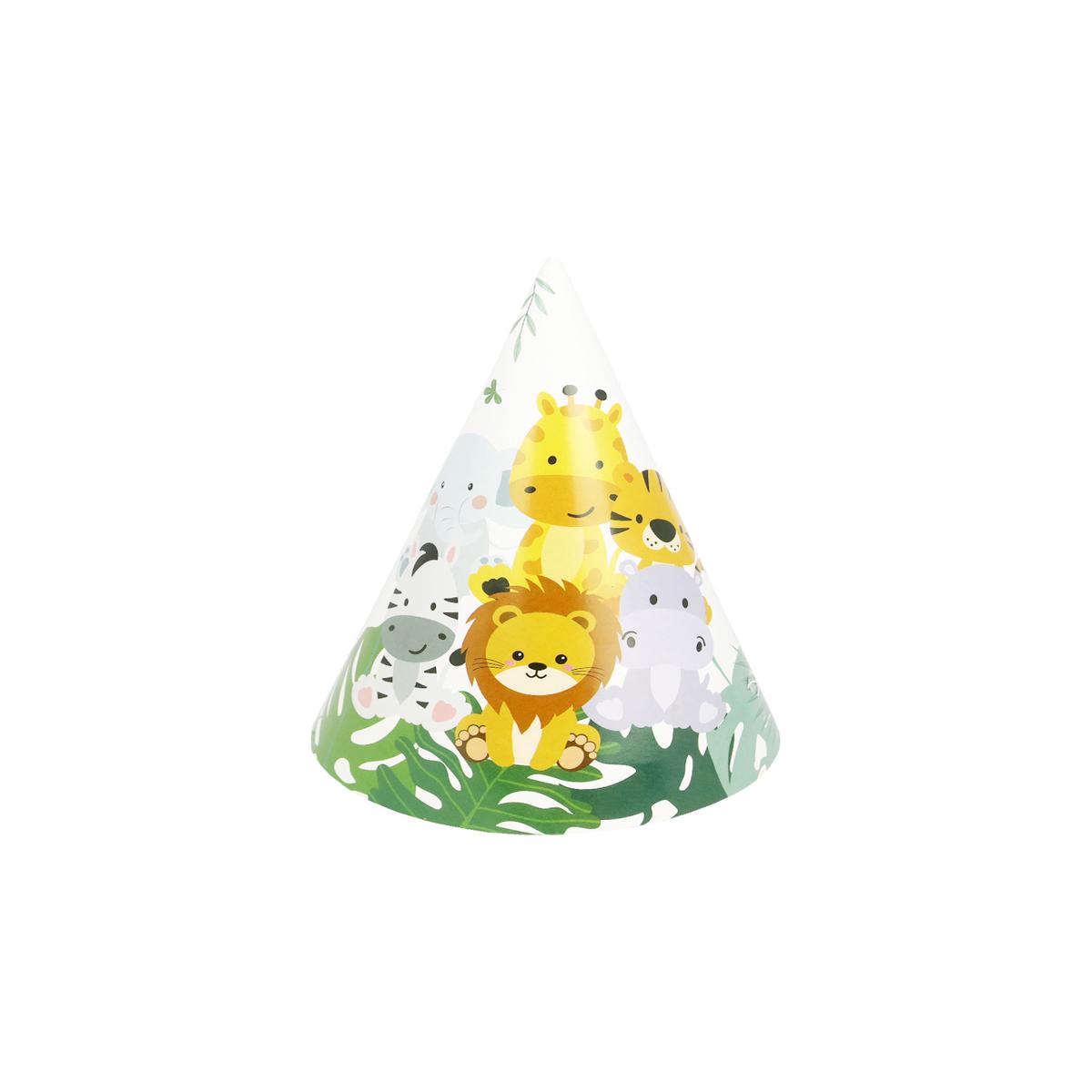 Animal Printed Party Hats 20cm 10pcs