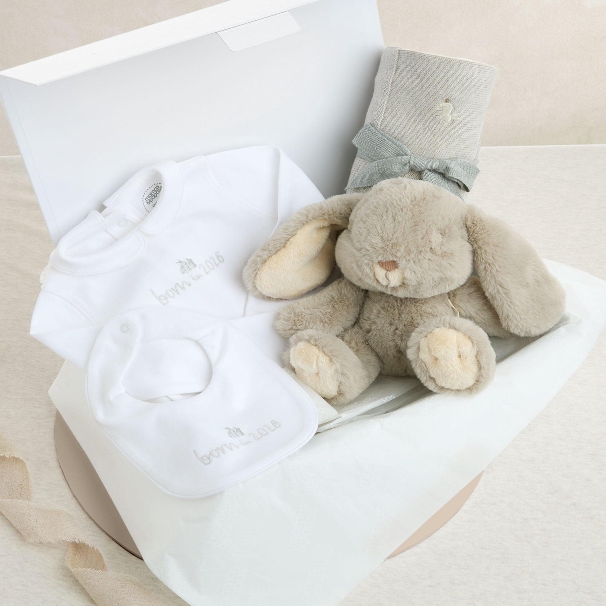 0-3m Born In 2026 All In One & Beanie Bunny Medium Gift Box