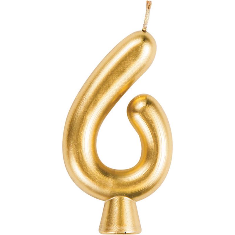 Gold Number 6 Candles (12 per Case)