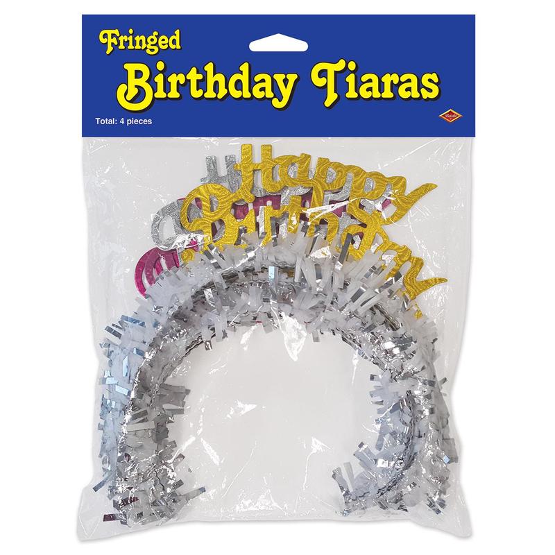 Packaged Happy Birthday Party Tiaras with Fringe
