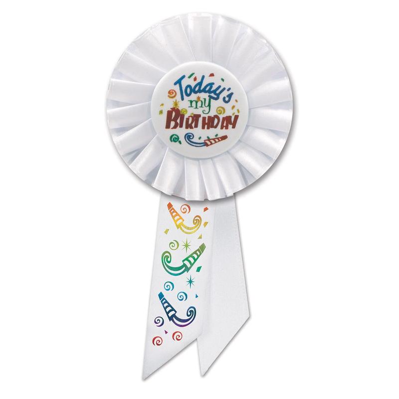 Today's My Birthday Rosette- White