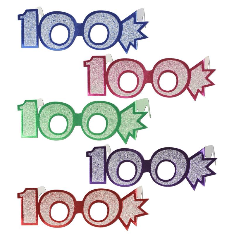100th Birthday Party Glittered Foil Eyeglasses