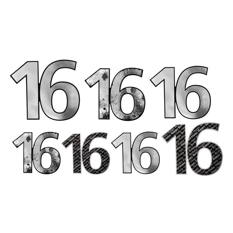 16th Birthday Party Foil Cutouts