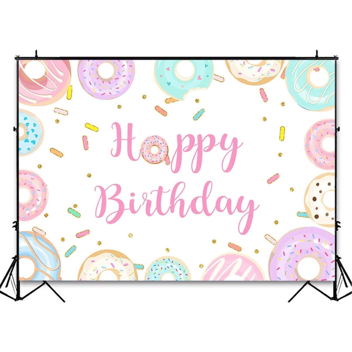 210x150cm Donut Cartoon Children Birthday Background Cloth