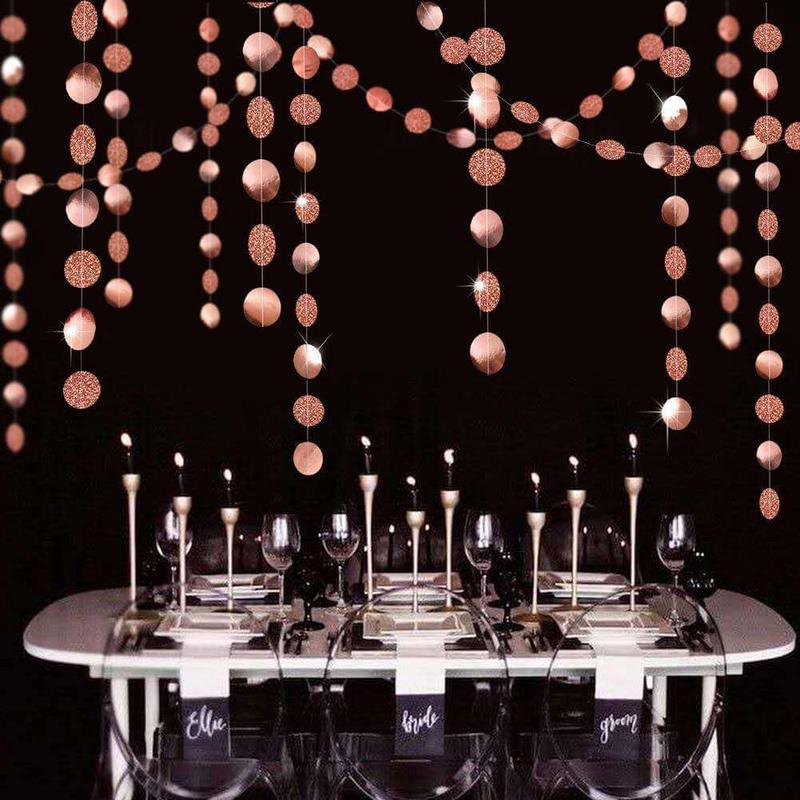 4m Rose Gold Glitter Circle Polka Dot Paper Garland