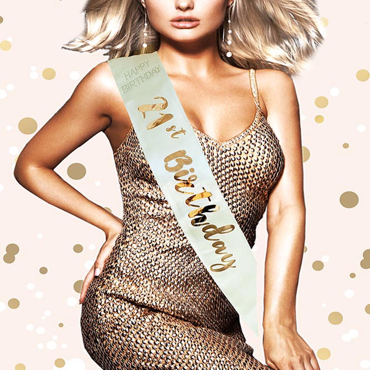 Cream & Gold 21st Birthday Sash