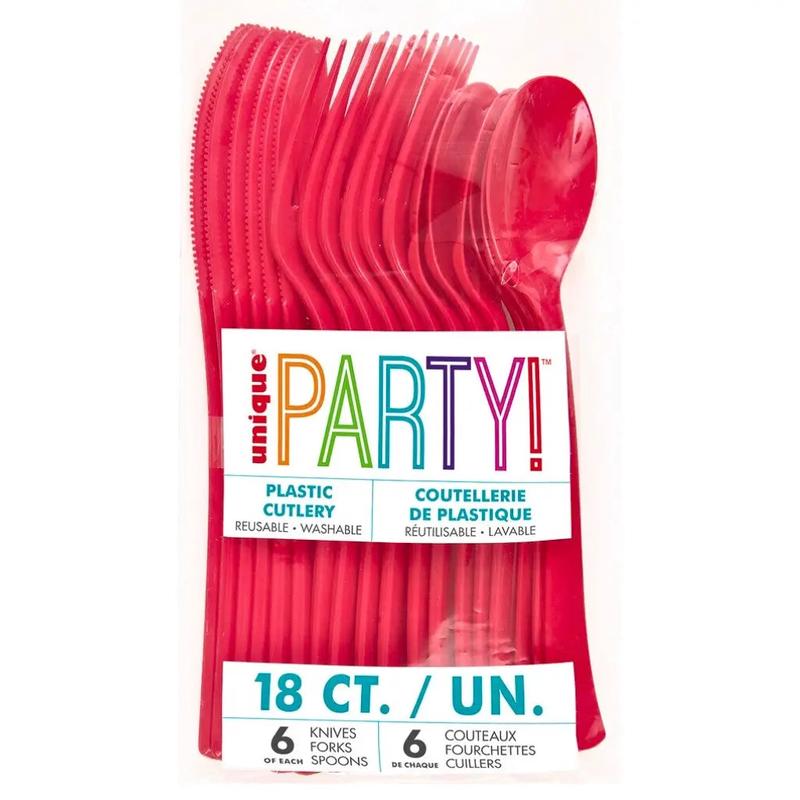 Ruby Red Assorted Reusable Cutlery 18pk